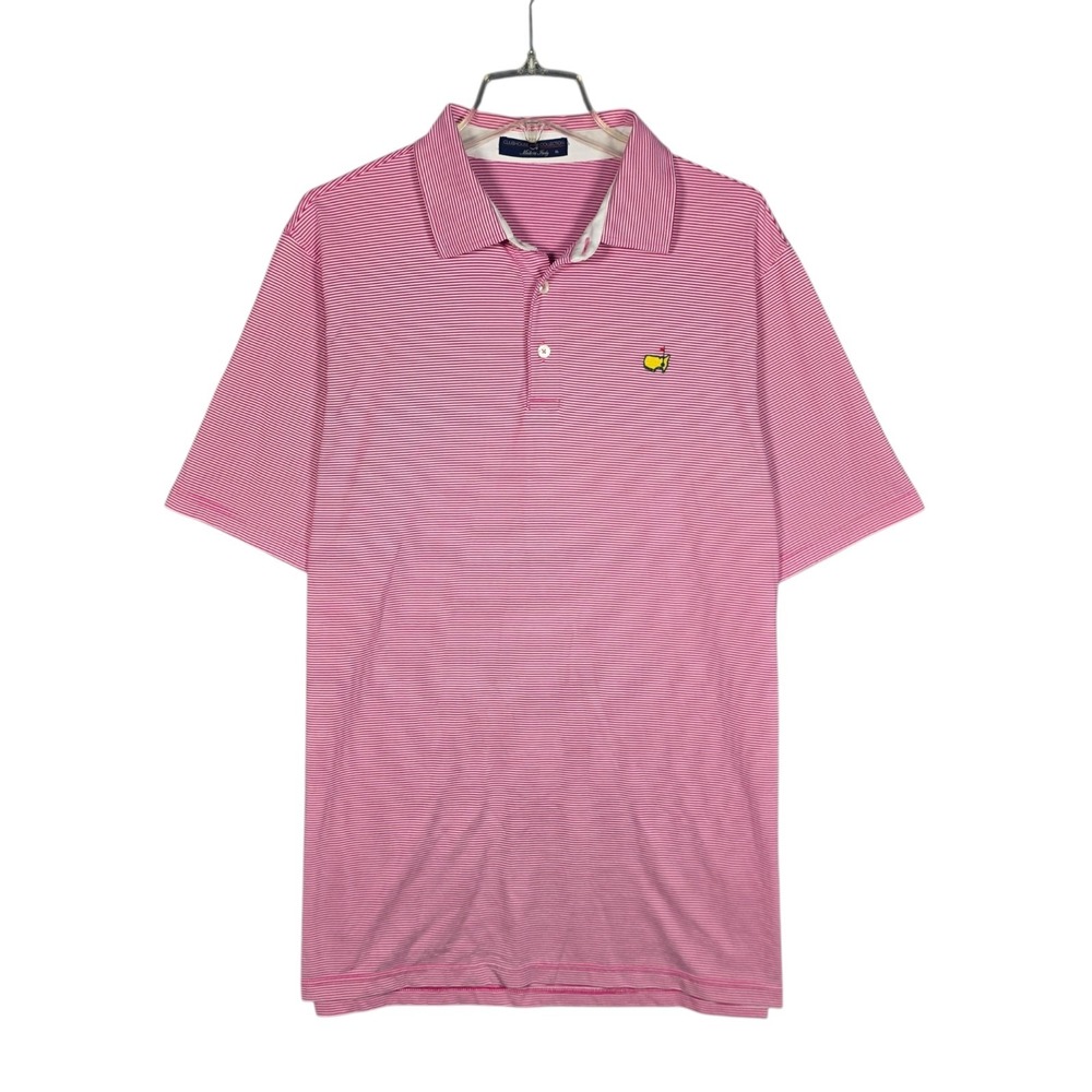 Masters Clubhouse Collection Polo Shirt Mens XL Augusta Golf Pink Stripe Italy